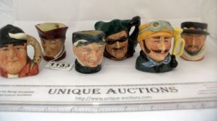 6 Royal Doulton miniature character jugs