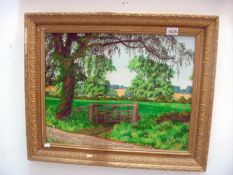 An oil on board, country scene