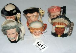6 Royal Doulton miniature character jugs