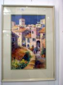 A watercolour street scene signed Phyllida Scott