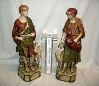 A pair of Royal dux figures being shepherd & shepherdess