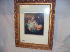 A silk painting of 'Calmady Children'by Sir Thomas Lawrence (included signed board)
