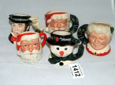 5 Royal Doulton miniature character jugs