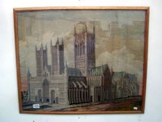 A large tapestry of Lincoln cathedral