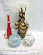 4 Studio glass vases