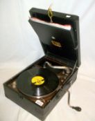A good HMV picnic gramaphone, in working order