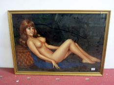 A painting of a nude on cloth