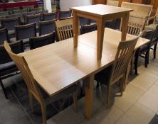 A superb quality 'Morris of Glasgow' cabinet, dining table, 4 chairs and coffee table