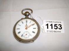 A Gent's pocket watch (possibly silver)