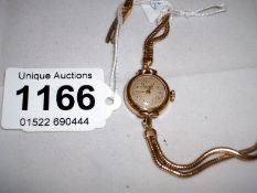 A Benson's 9ct gold ladies wrist watch in working order