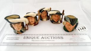 5 Royal Doulton Miniature character jugs