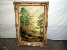 An oil on canvas, forest scene, signed Weatherhead