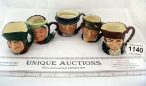 5 Royal Doulton Miniature character jugs