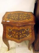 An inlaid 2 drawer commode