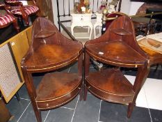 A pair of late Victorian corner washstands