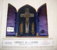 A Victorian Crucifix and figures in case