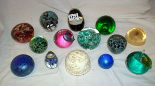 14 glass paperweights