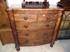 A Victorian mahogany bow front Scotch chest of drawers