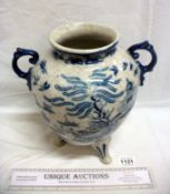 A Regency Ironstone marked blue and white vase, crazed