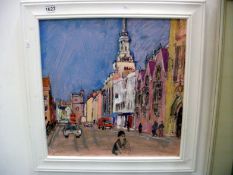 A street scene oil on canvas bearing the signature Vainker