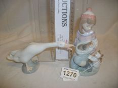 2 Lladro figurines, Nina Viernes Friday's child and a goose