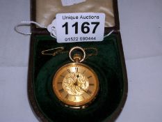 An 18ct gold Ladies fob watch in working order