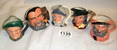 5 Royal Doulton Miniature character jugs