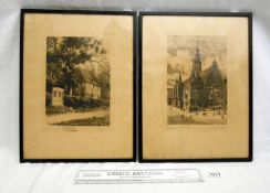 A pair of signed engravings