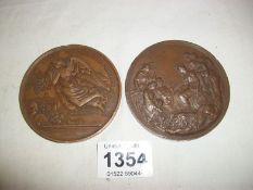 2 Bronze plaques dated 1862 and 1865