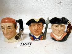 3 small Royal Doulton character jugs