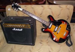 An Antoria guitar and Marshall amplifier