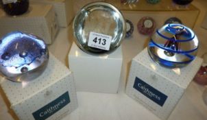 3 boxed Caithness paperweights being 'Communication', '3 Wise Men' and 'Enigma'