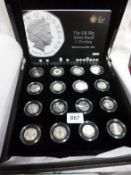 A UK 50p silver proof 40th anniversary 1969-2009 set of 16 coins