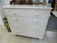 A painted 2 over 3 chest of drawers