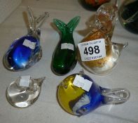 5 animal paperweights including Caithness Duck