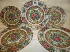 5 hand painted Chinese plates and a dish