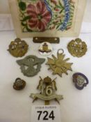 A quantity of cap badges and 2 German items