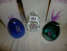 3 boxed  Caithness paperweights being 'Saladin', 'Moon Landing' and 'Bridal Waltz