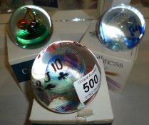 3 boxed Caithness paperweights being 'Casino', 'Royal Flush' and 'Ribbons Blue'