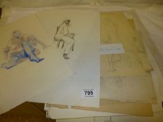 A large portfolio of pencil drawings (attributed to Franklin White)