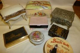 8 trinket boxes including metal and china