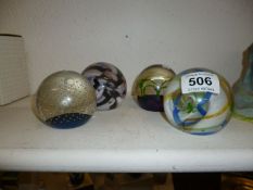 4 Caithness paperweights including 'Ribbons' and 'Polka'