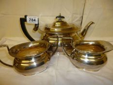 A 3 piece silver plated tea set made in Sheffield