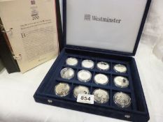 A Bi-Centenary of the Battle of Trafalgar collection of 12 silver £5 coins.