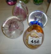4 Caithness paperweights including 'Rose'