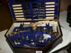 An oak cased canteen of cutlery