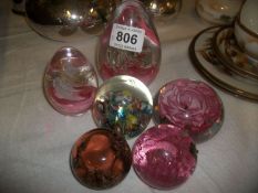 6 glass paperweights