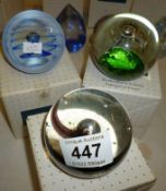 3 boxed Caithness paperweights being 'Vertigo', 'Vagabond' and 'Loop the Loop'