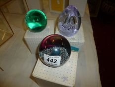 3 boxed Caithness paperweights being 'Embryo', 'Ice Flame' and 'High Dive'