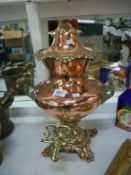 A Victorian copper and brass samovar